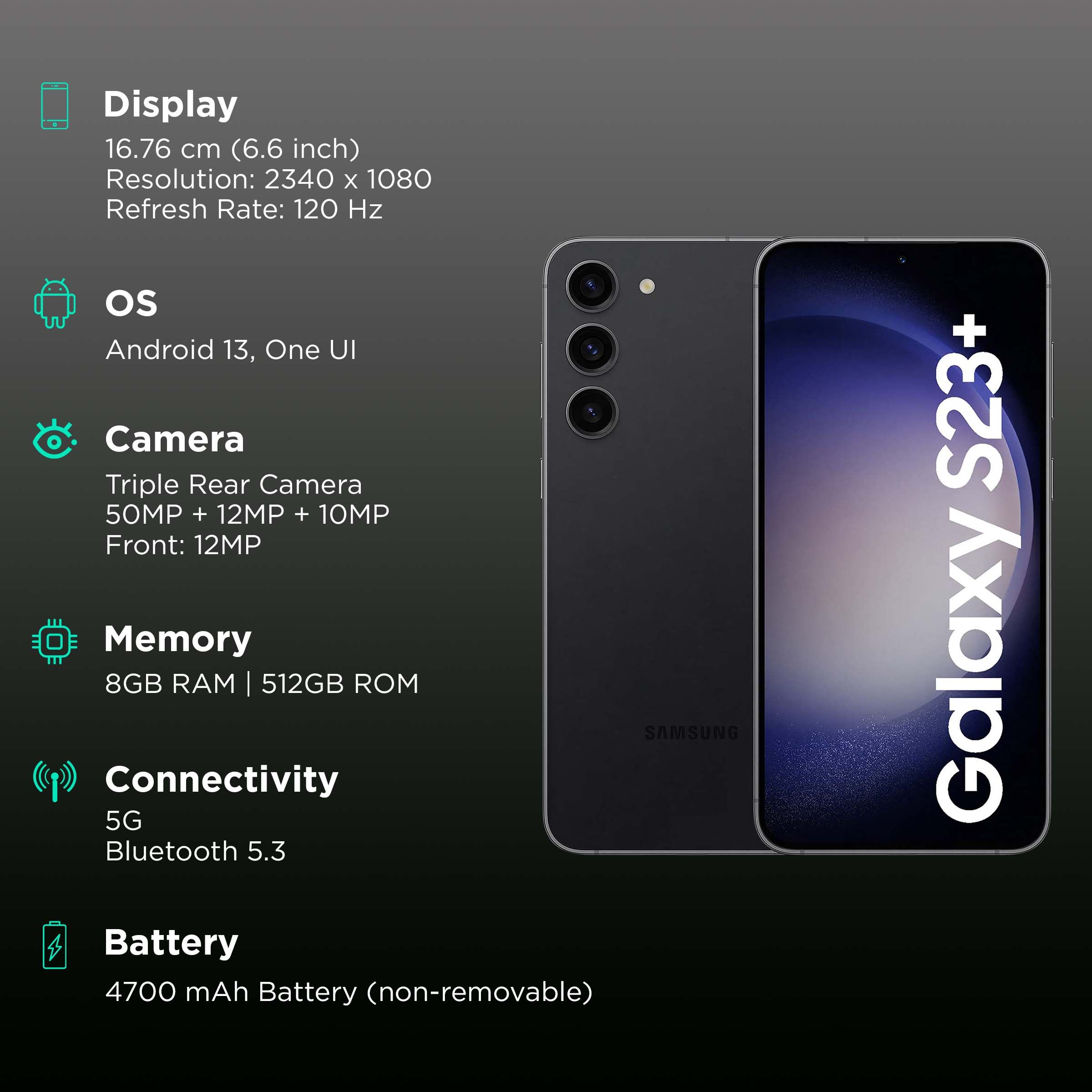 Buy SAMSUNG Galaxy S23 Plus 5G (8GB RAM, 512GB, Phantom Black